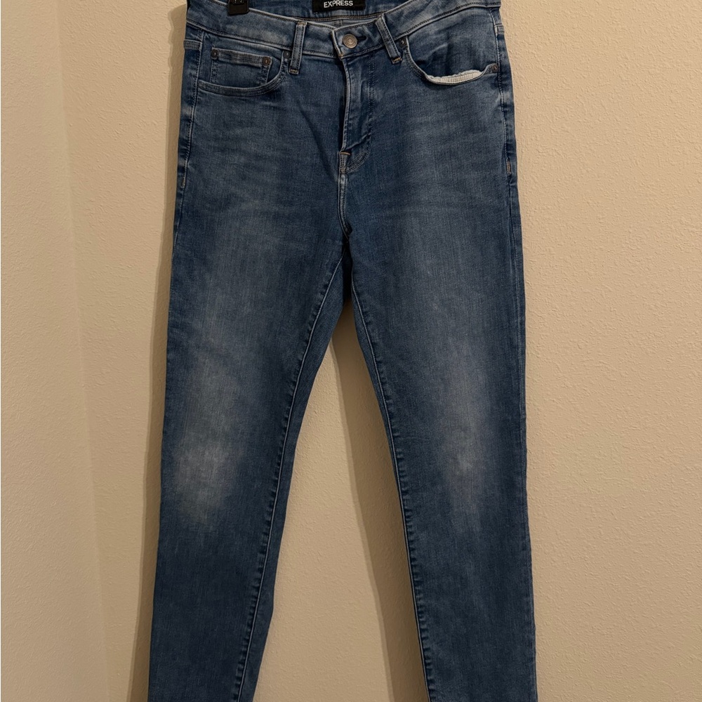 Express Men's Slim Fit Hyper Stretch Pants Blue Size 32x32 Cotton Blend Jeans